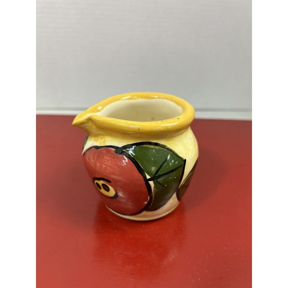 Vintage Ceramic Porcelain‎ Painted Red Poppy Flower Creamer Pitcher Small 2-3/4”